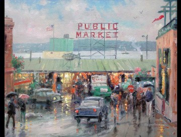 Paisajes Painting - Paisaje urbano del mercado de Pike Place TK